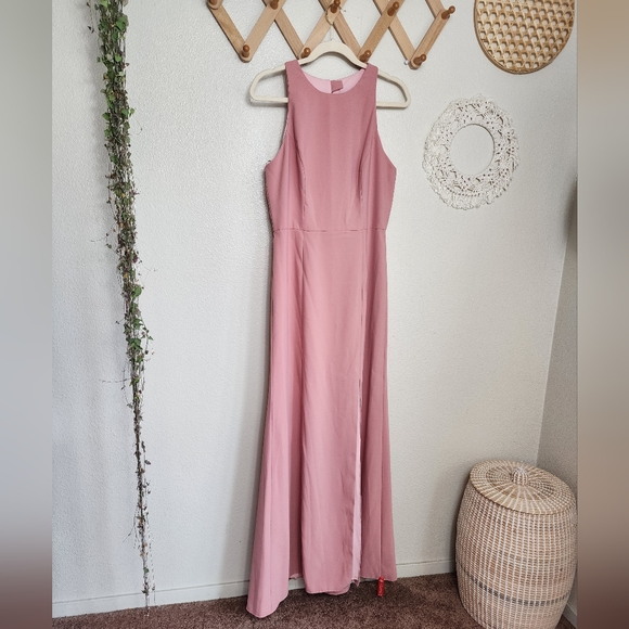 Dessy Collection Diamond Cutout Back Trumpet Gown With Front Slit In Des… - Picture 2 of 11